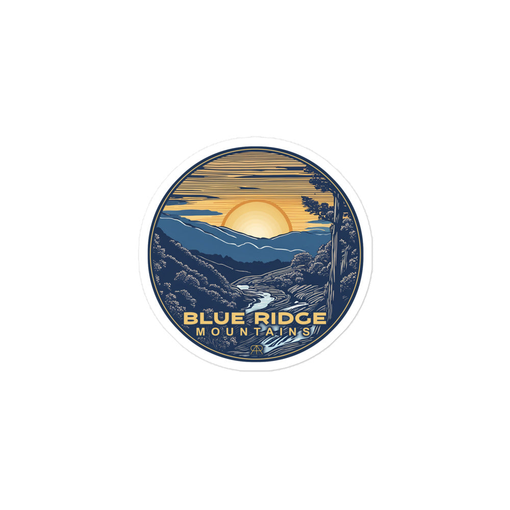 Blue Ridge Mountains Woodcut Sticker