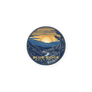 Blue Ridge Mountains Woodcut Sticker