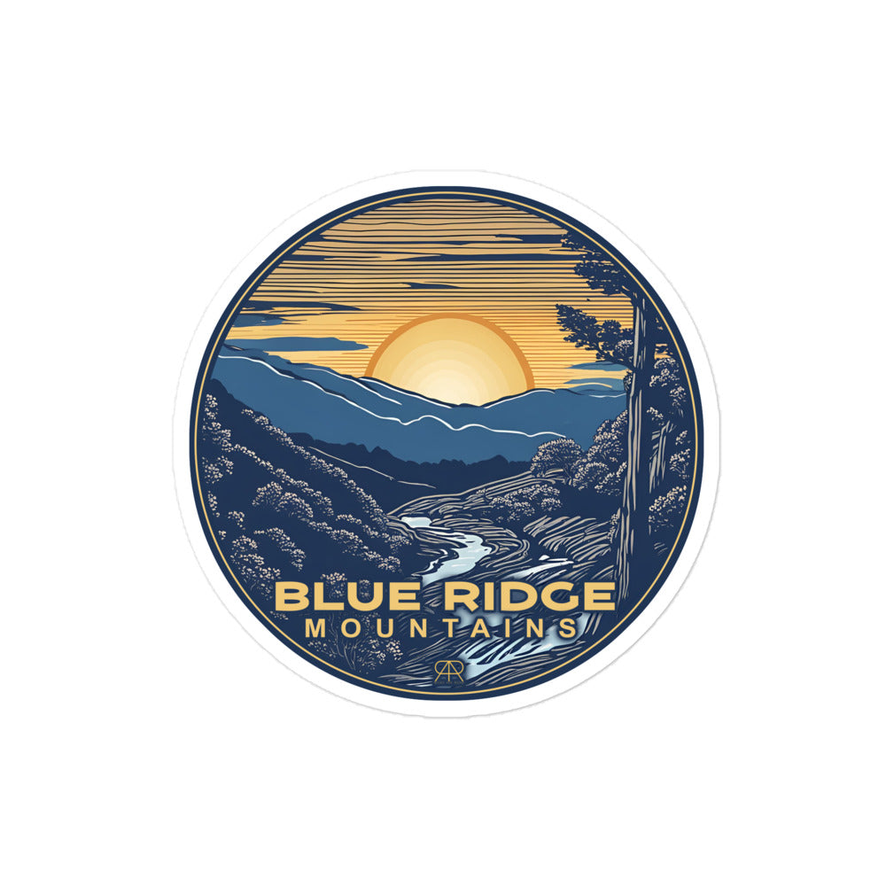 Blue Ridge Mountains Woodcut Sticker