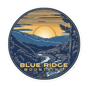 Blue Ridge Mountains Woodcut Sticker