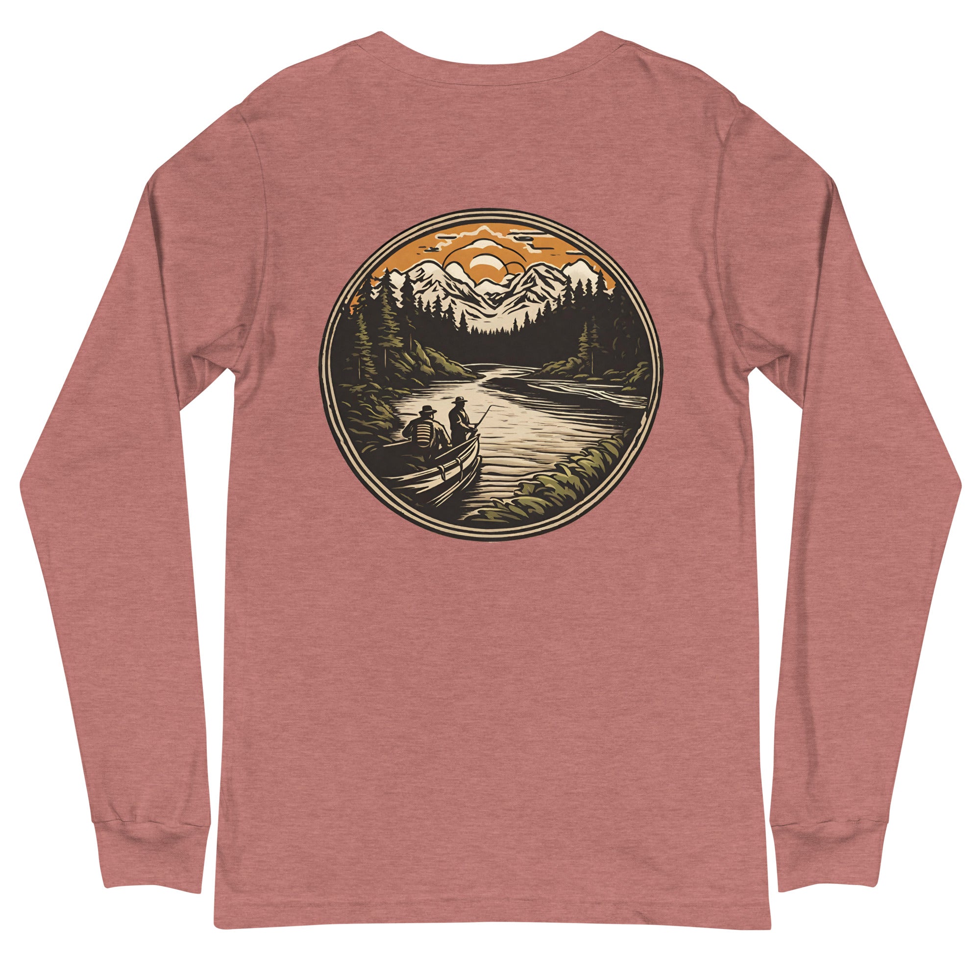 Brown Trout and Boat Unisex Long Sleeve Tee