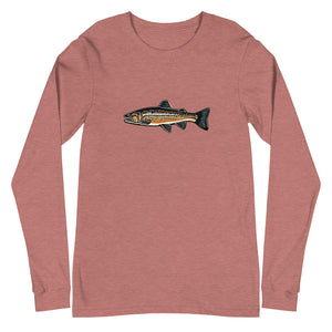 Brown Trout and Boat Unisex Long Sleeve Tee