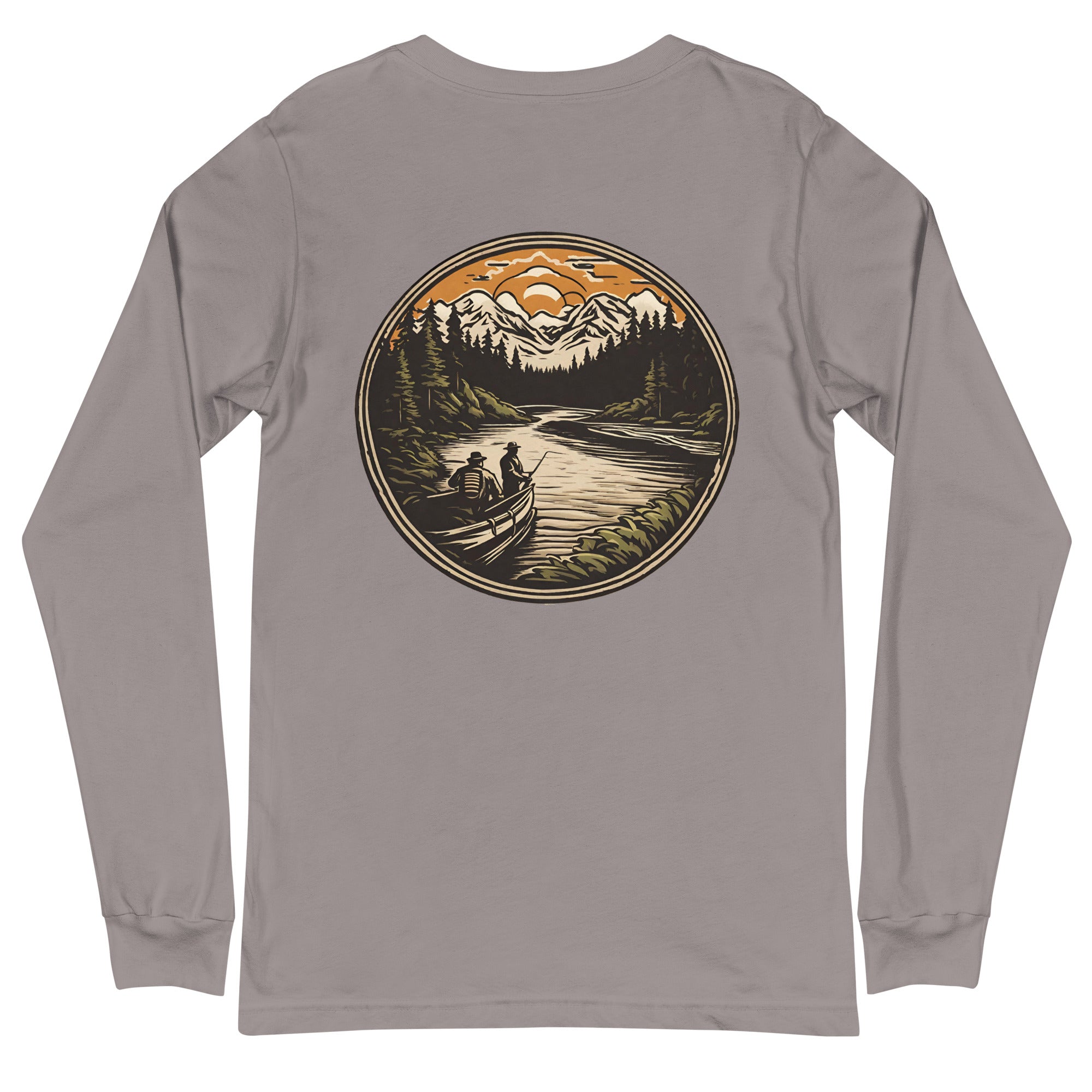 Brown Trout and Boat Unisex Long Sleeve Tee