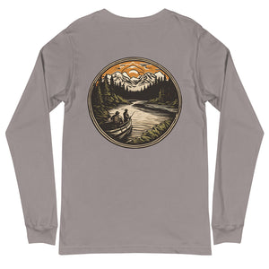 Brown Trout and Boat Unisex Long Sleeve Tee