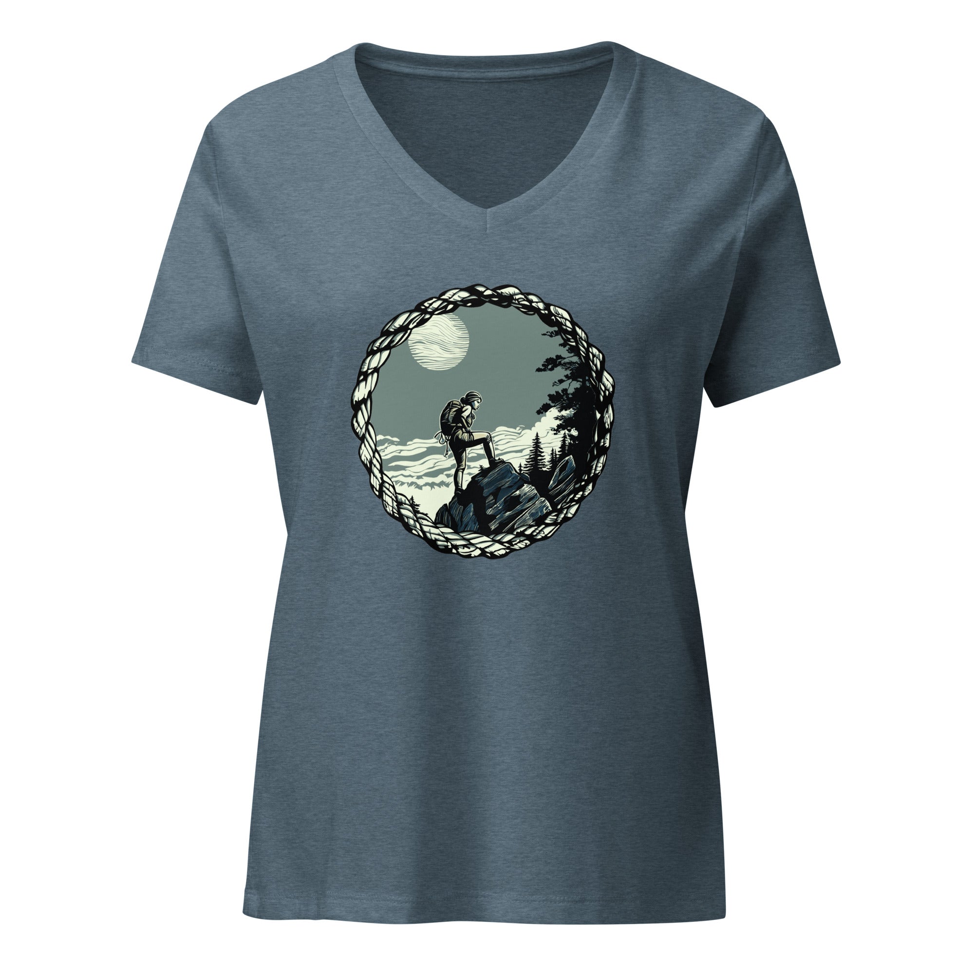 Rock it - Female Rock Climber Women’s relaxed v-neck t-shirt