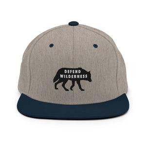 Defend Wilderness Gray Wolf Snapback Hat