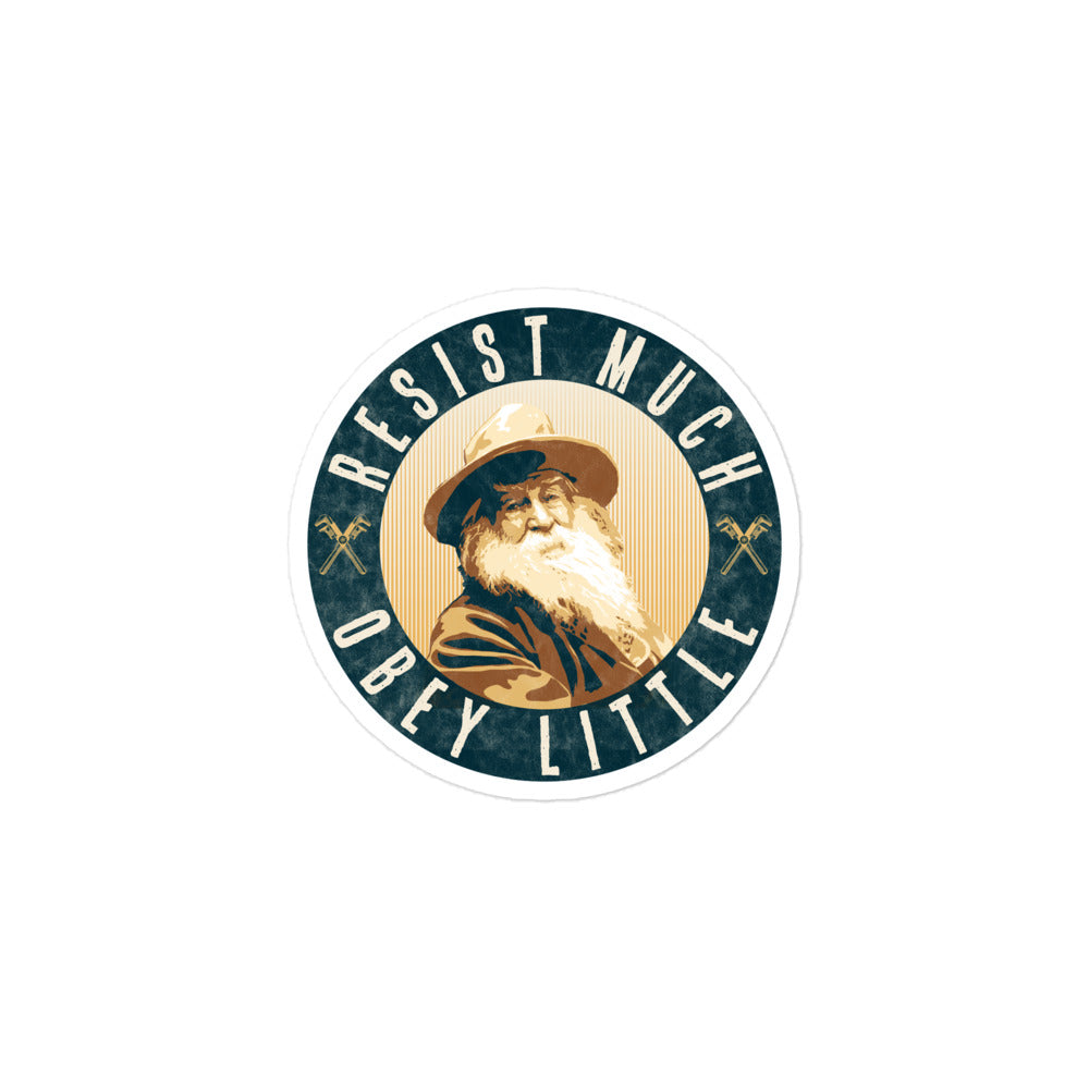 Resist Much Obey Little Walt Whitman Circle Sticker