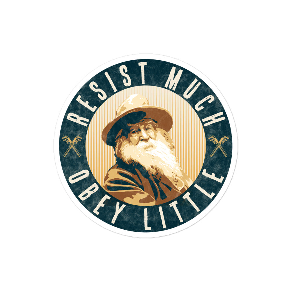 Resist Much Obey Little Walt Whitman Circle Sticker