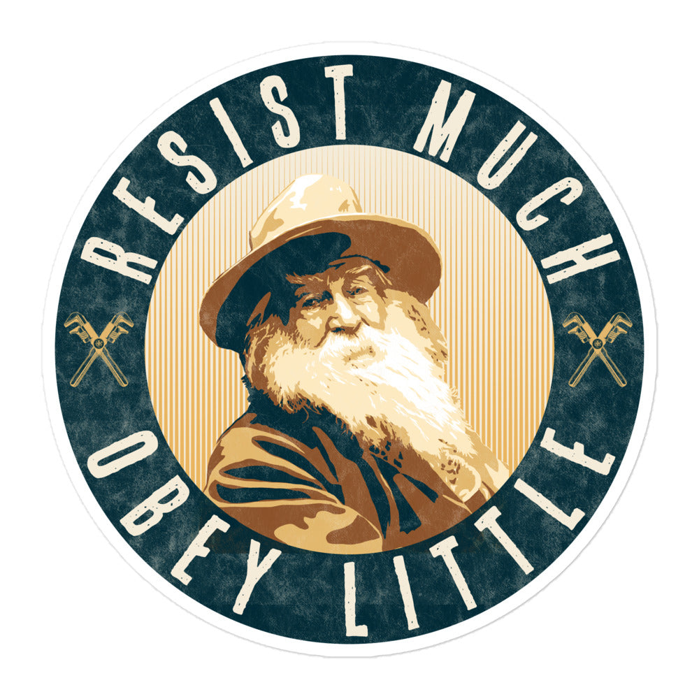 Resist Much Obey Little Walt Whitman Circle Sticker