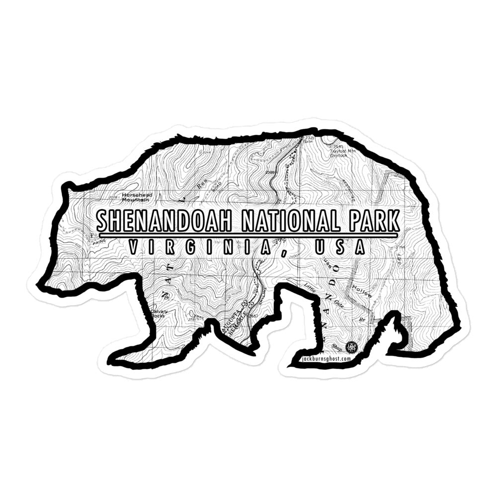 Shenandoah National Park Topographic Bear Sticker