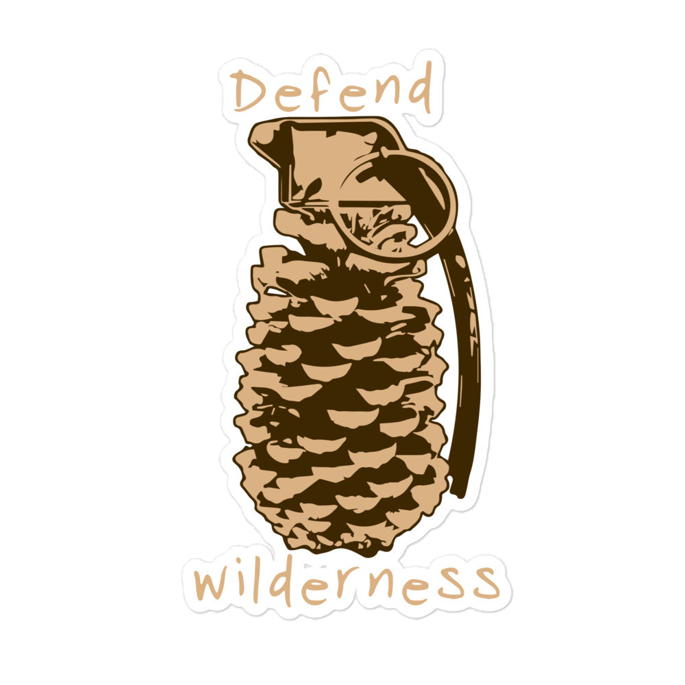 Defend Wilderness Pinecone Hand Grenade Sticker