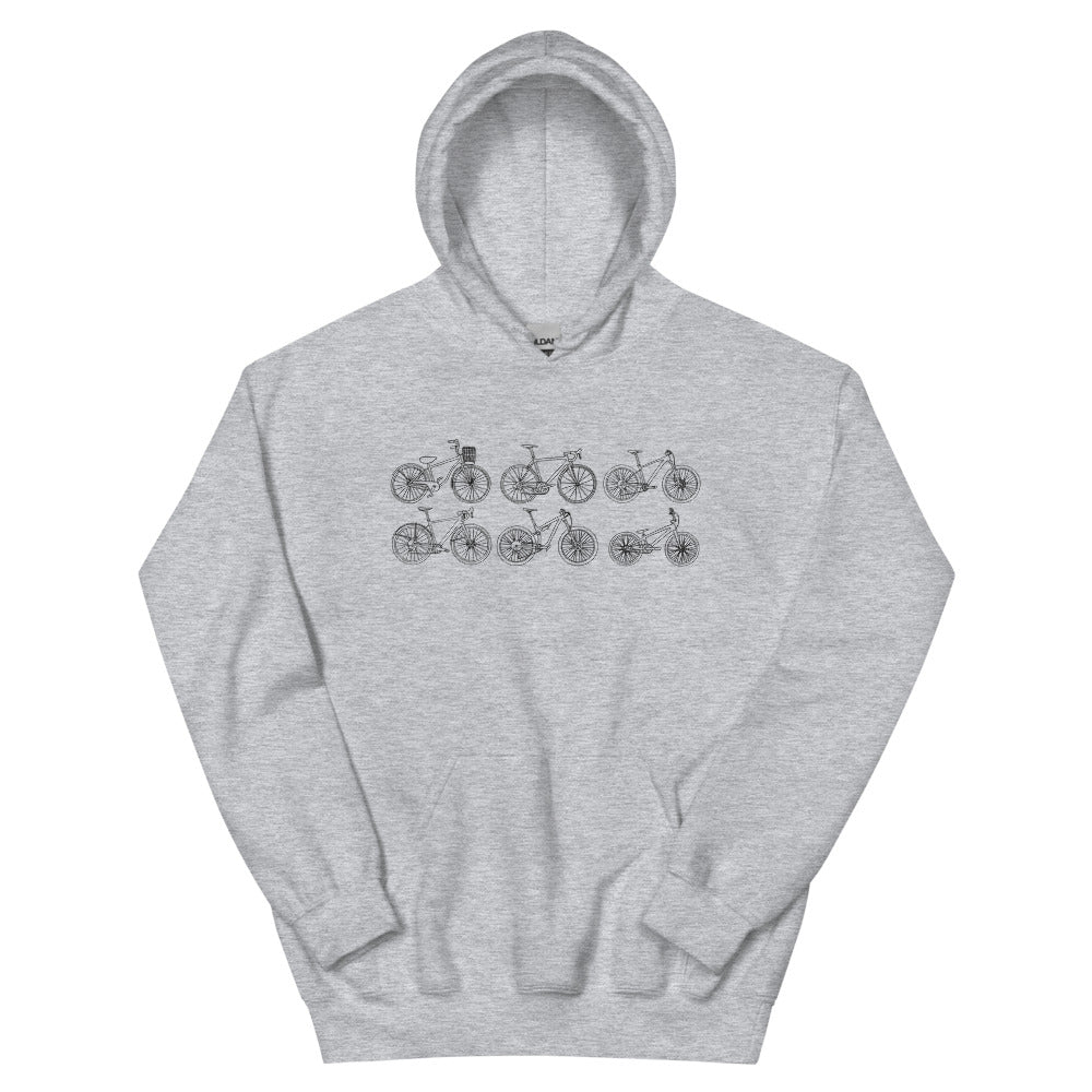 Hand drawn bikes unisex Hoodie