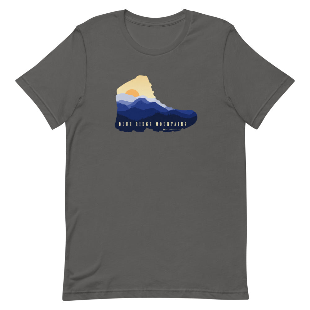 Blue Ridge Mountains Hiking Boot Short Sleeve T-Shirt