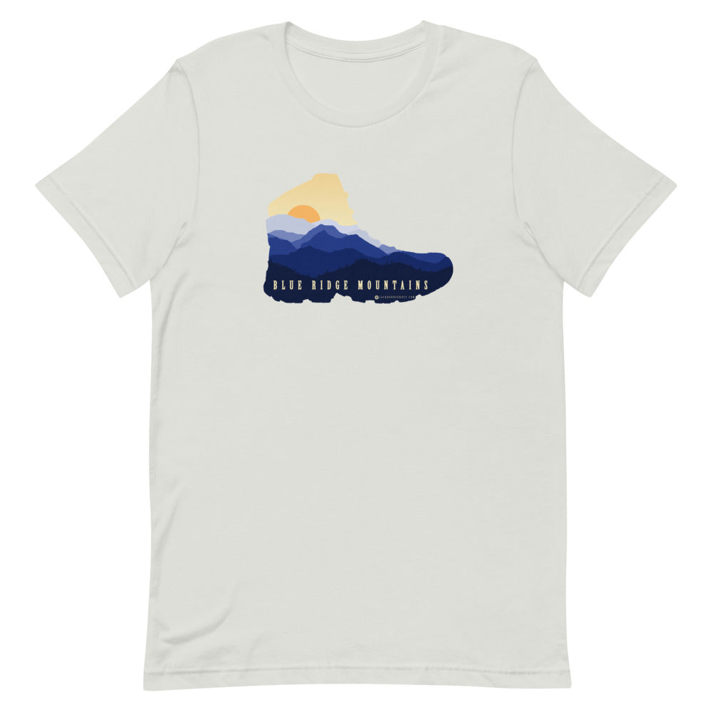 Blue Ridge Mountains Hiking Boot Short Sleeve T-Shirt