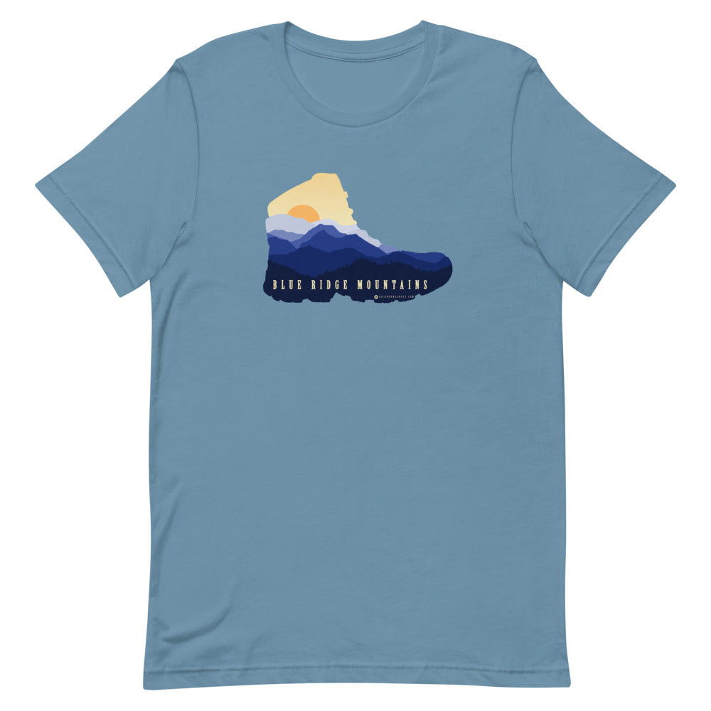 Blue Ridge Mountains Hiking Boot Short Sleeve T-Shirt