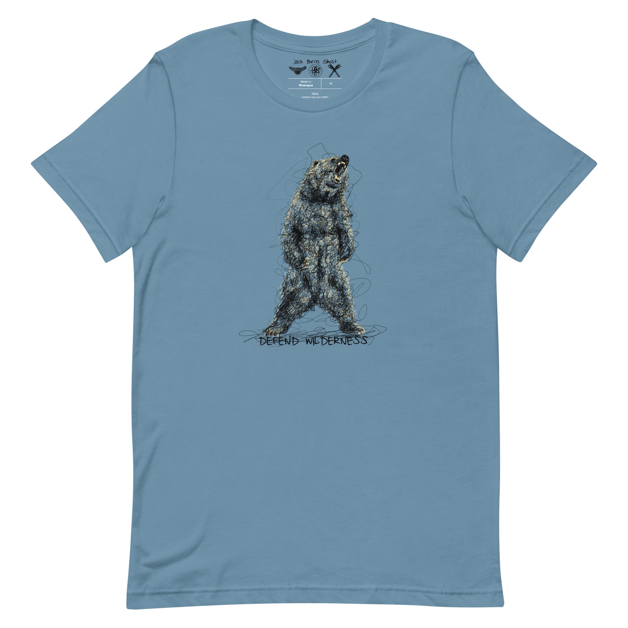 Defend Wilderness Grizzly Bear Scribble Short-Sleeve T Shirt